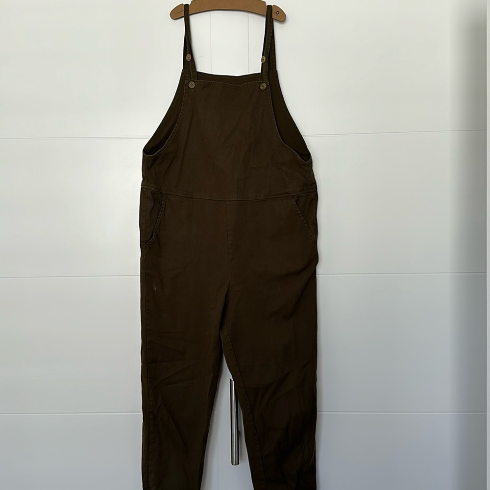Size small olive green canvas overalls